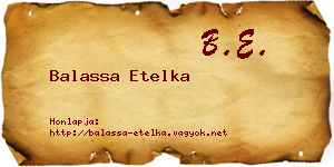 Balassa Etelka névjegykártya